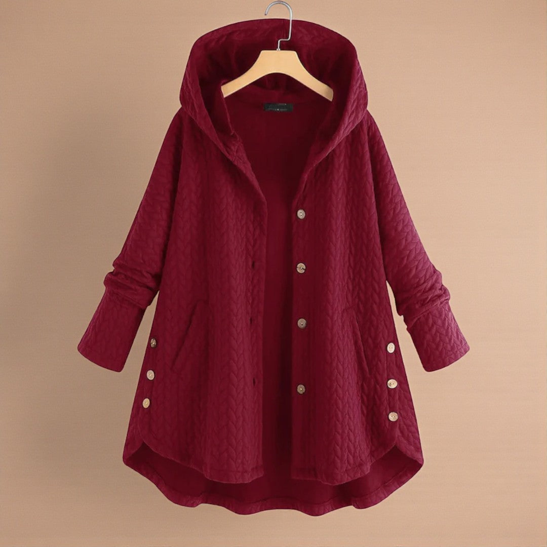 Damski płaszcz zimowy z pełnym zapięciem na guziki