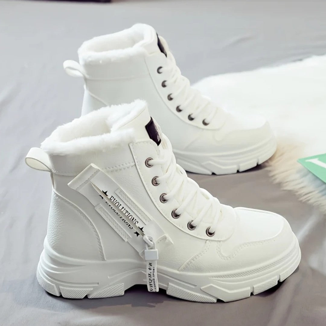 Damskie buty zimowe sznurowane z grubą podeszwą