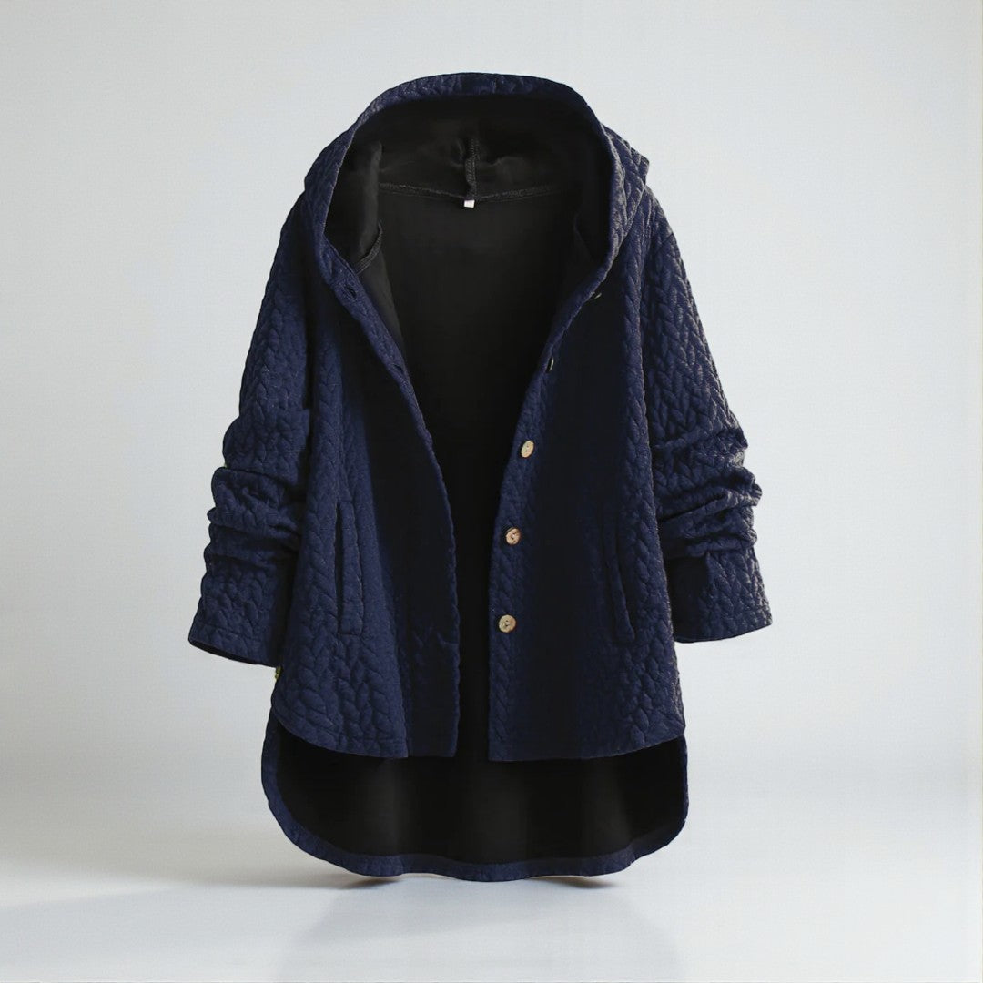 Damski płaszcz zimowy z pełnym zapięciem na guziki