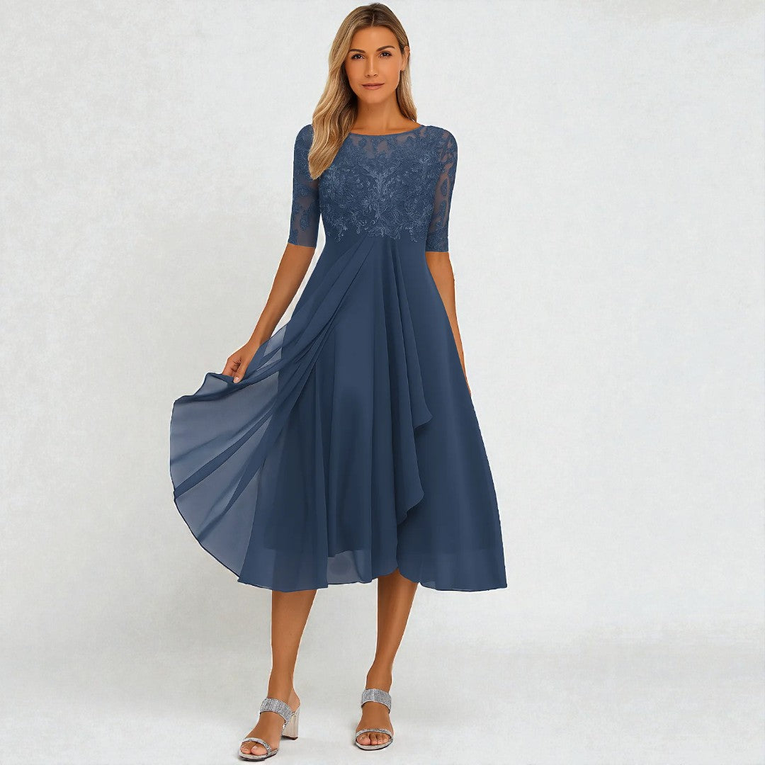 Damska sukienka midi z subtelnymi warstwami