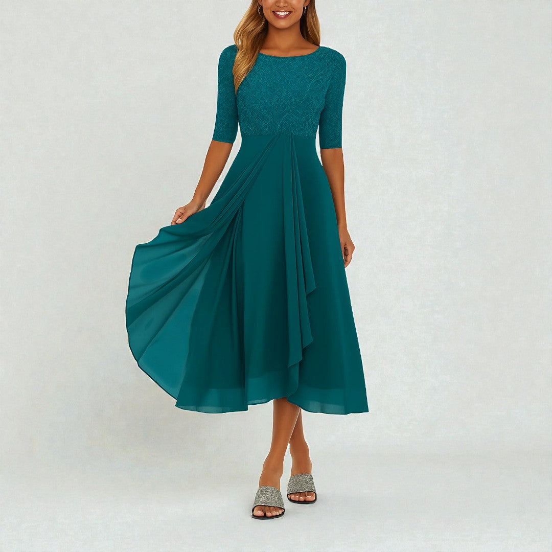 Damska sukienka midi z subtelnymi warstwami