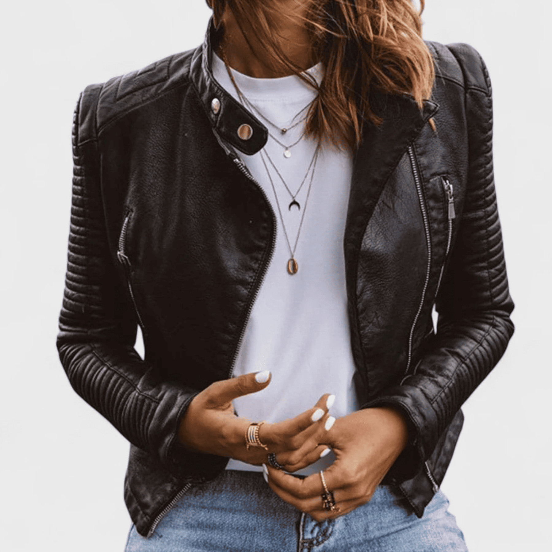 Damska Kurtka Biker - Asymetryczne Zapięcie