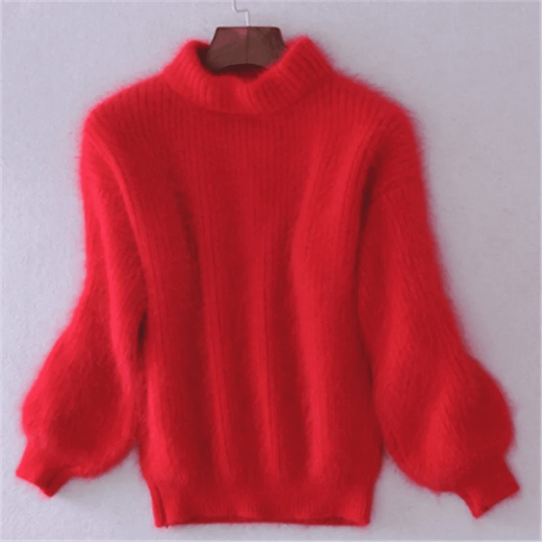 Sweter Damski z Bufiastymi Rękawami - Półgolf