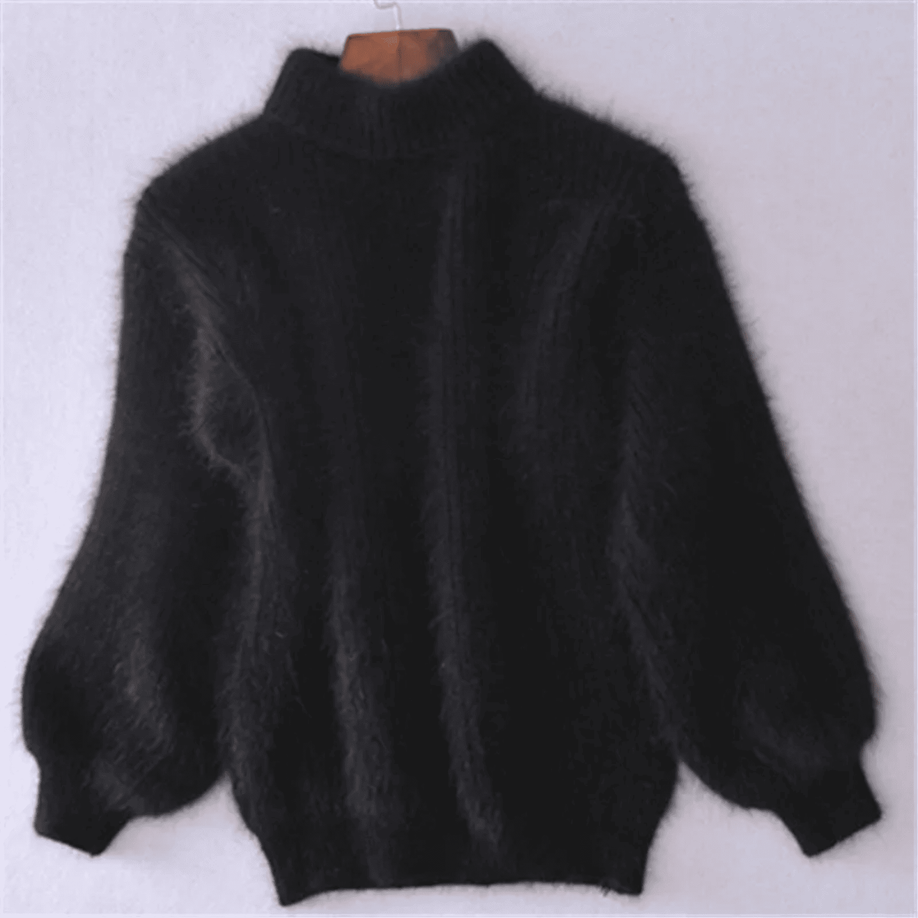 Sweter Damski z Bufiastymi Rękawami - Półgolf