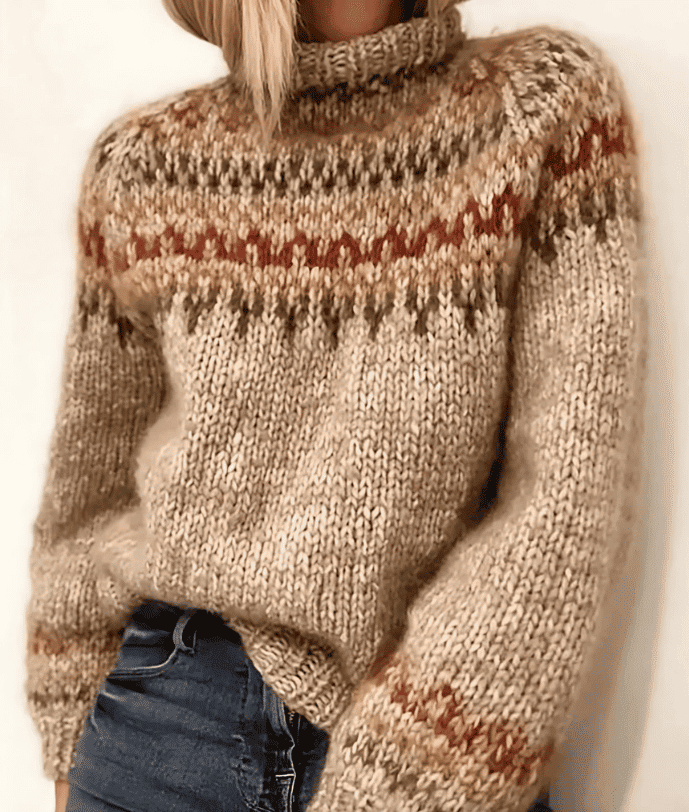 Sweter Damski z Golfem - Wzór na Karczku