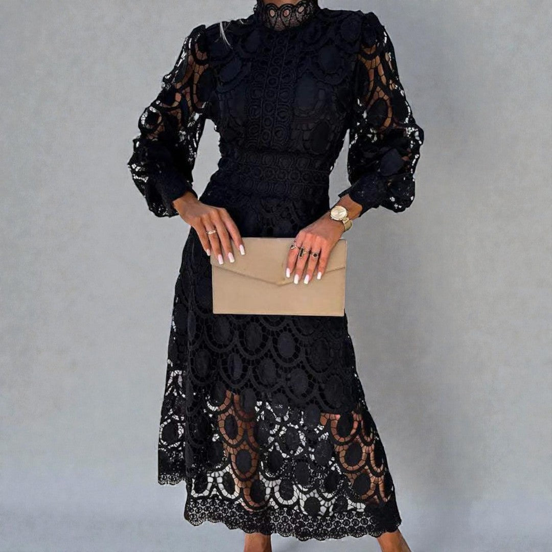 Damska długa sukienka wieczorowa midi o harmonijnej linii