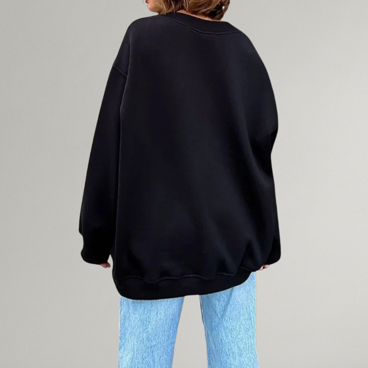 Bluza Damska - Oversize Bez Kaptura z Okrągłym Dekoltem