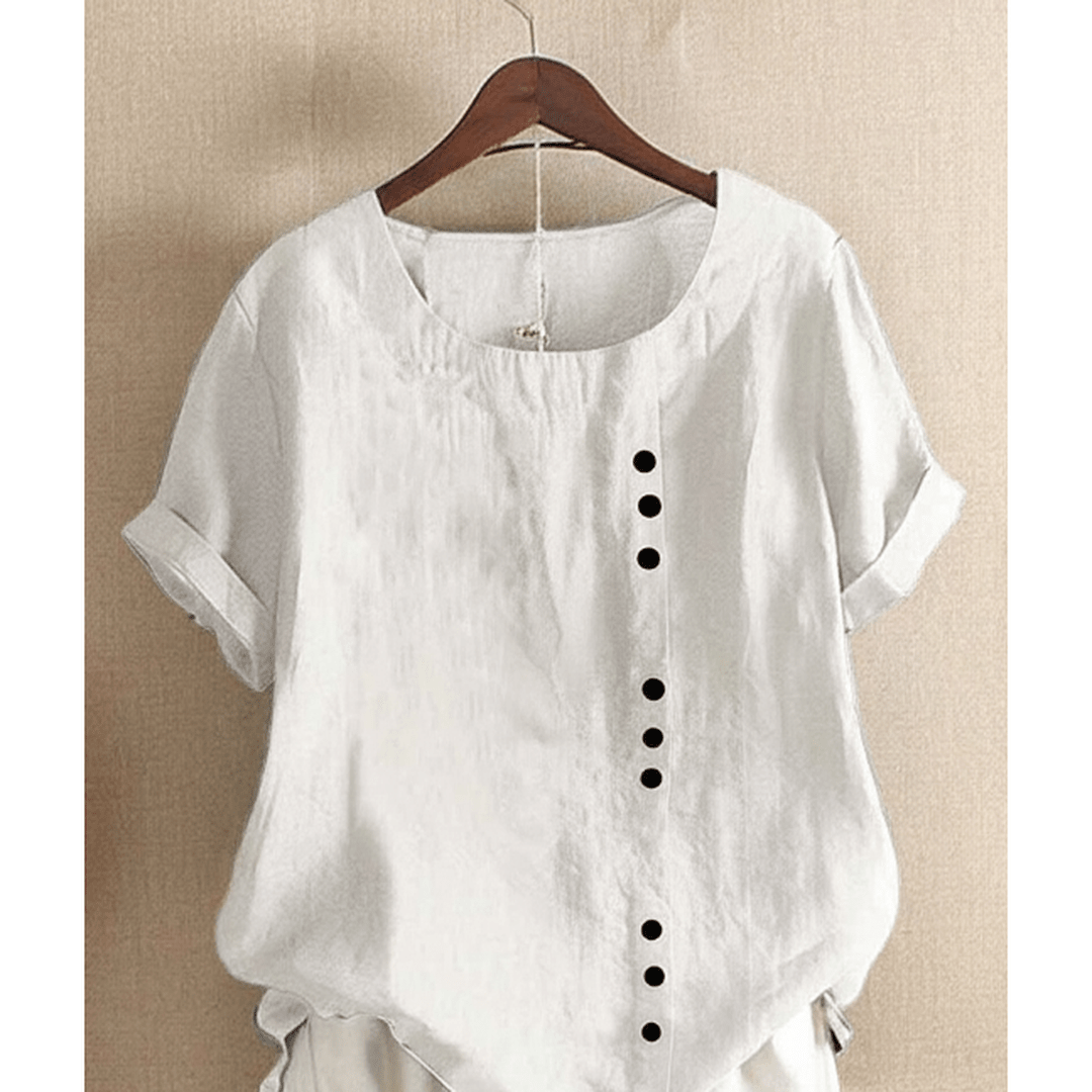 Bluzka Damska Z Krótkim Rękawem I Guzikami