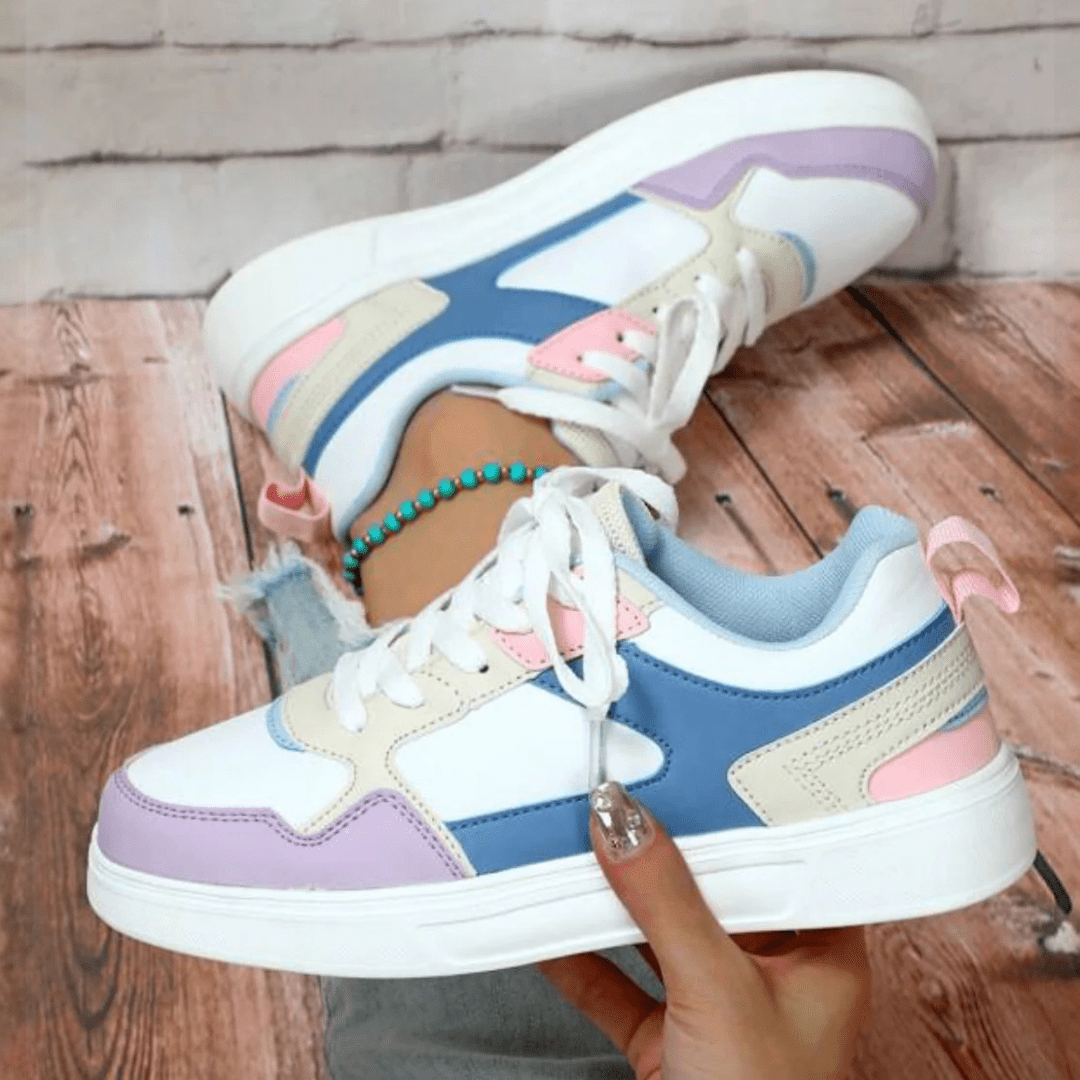 Buty sportowe z wiązaniem - Fioletowa tęcza