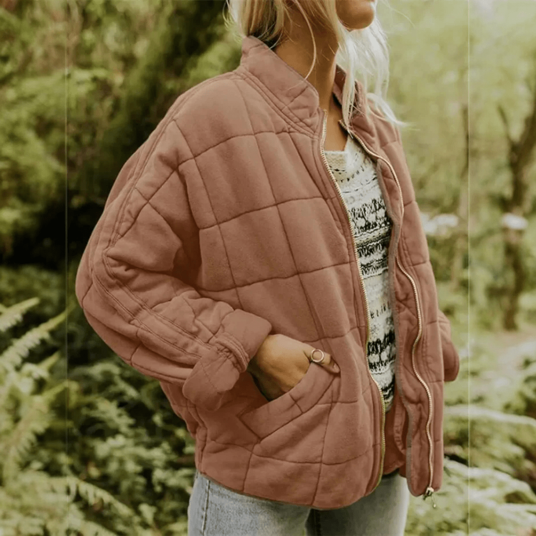 Damska kurtka przejściowa oversize - Brązowy