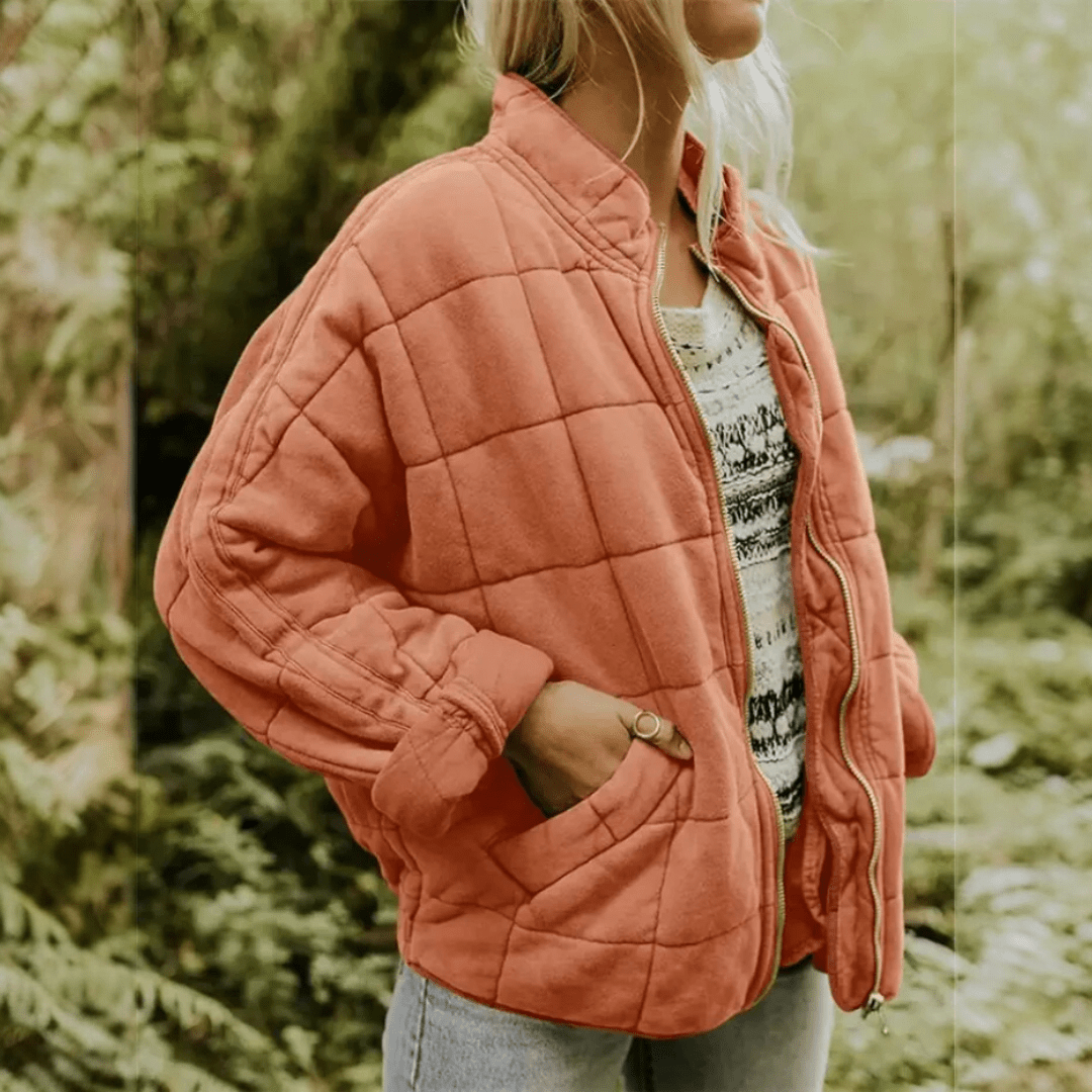 Damska kurtka przejściowa oversize - Rdzawy