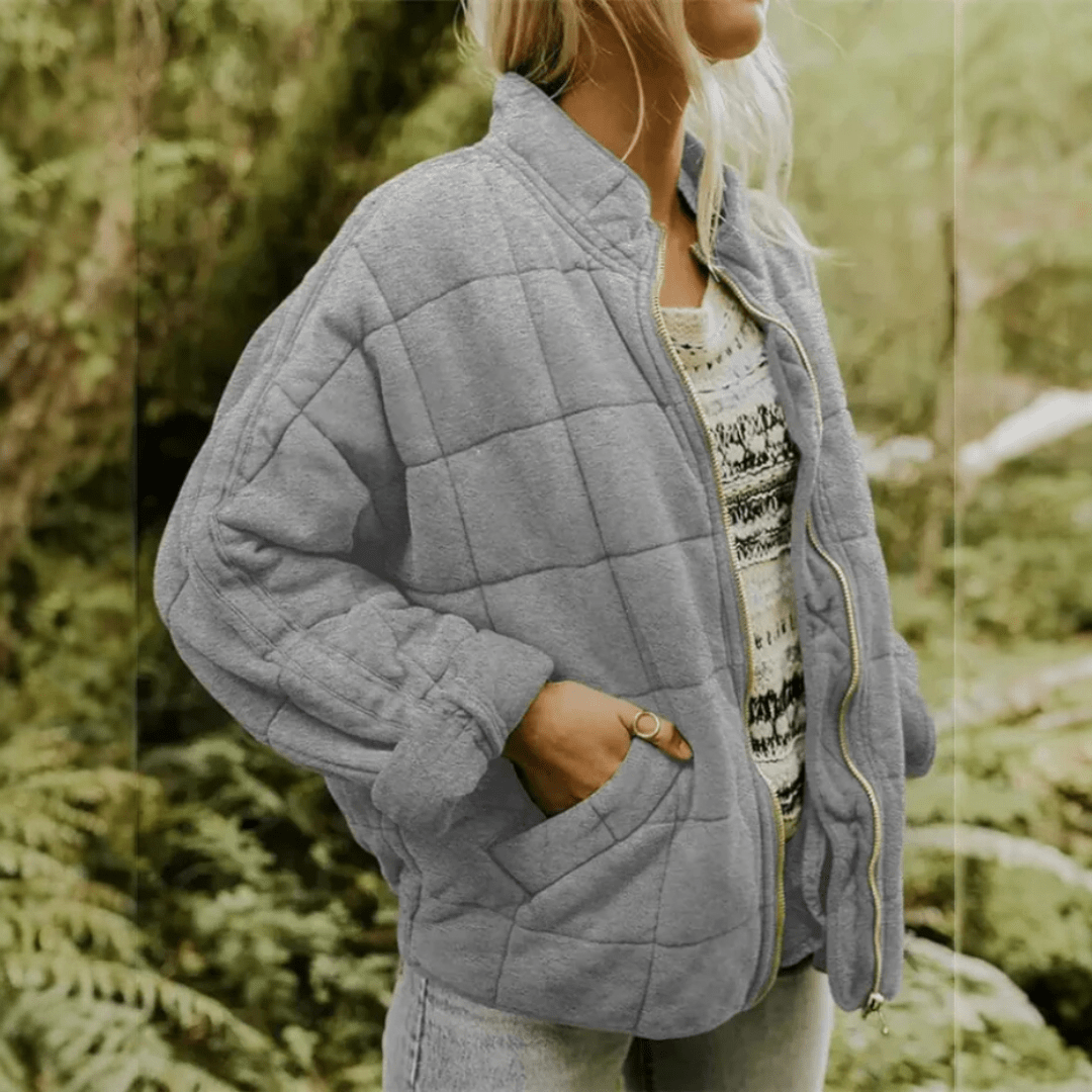 Damska kurtka przejściowa oversize - Szary