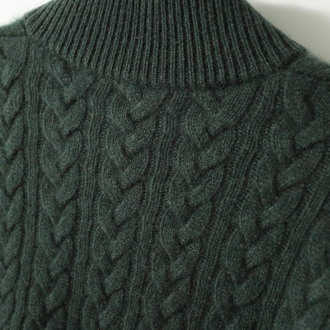 Damski sweter zimowy z wzorem warkoczowym - Vintage