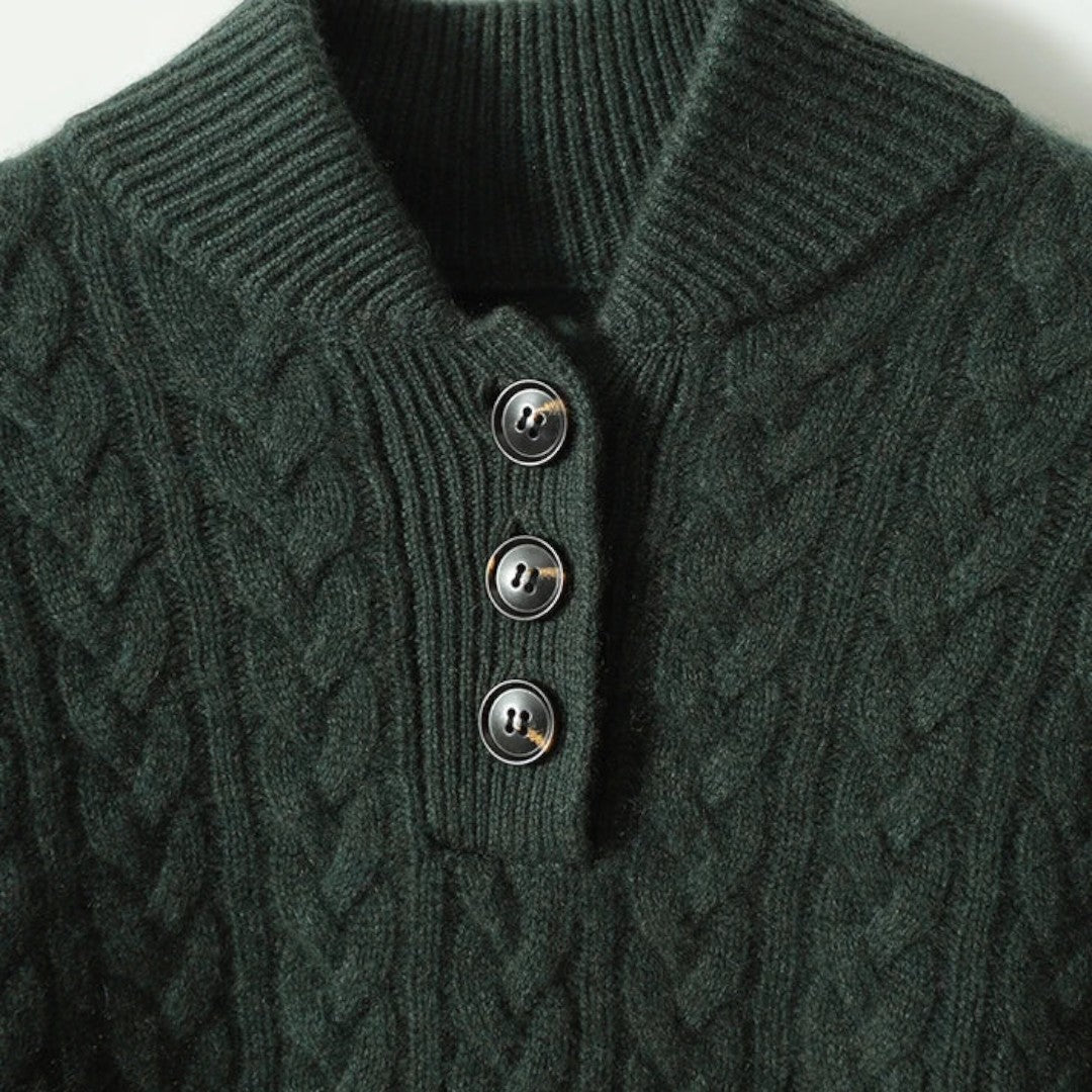 Damski sweter zimowy z wzorem warkoczowym - Vintage