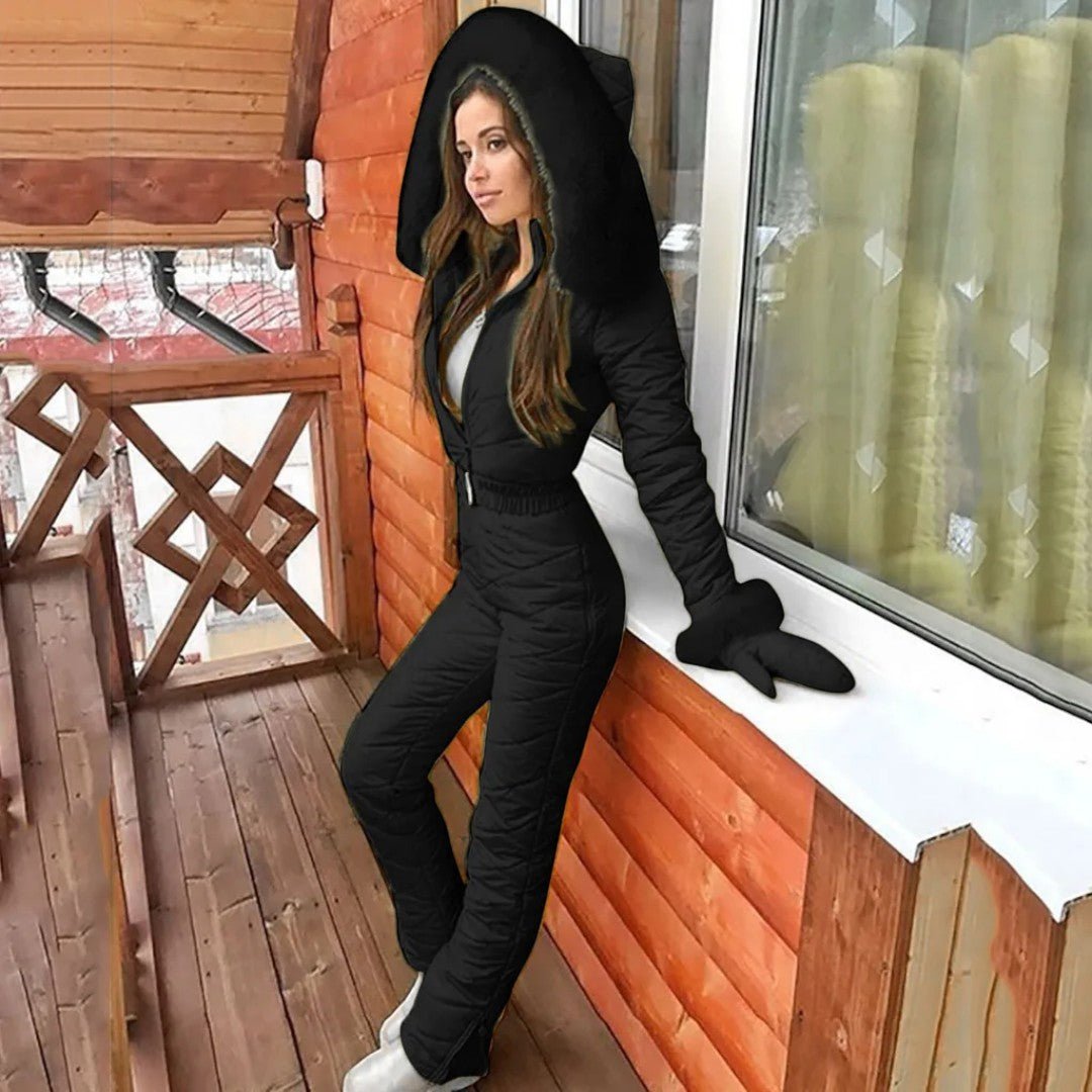 Damski zimowy kombinezon jako kompletna stylizacja - Czarny
