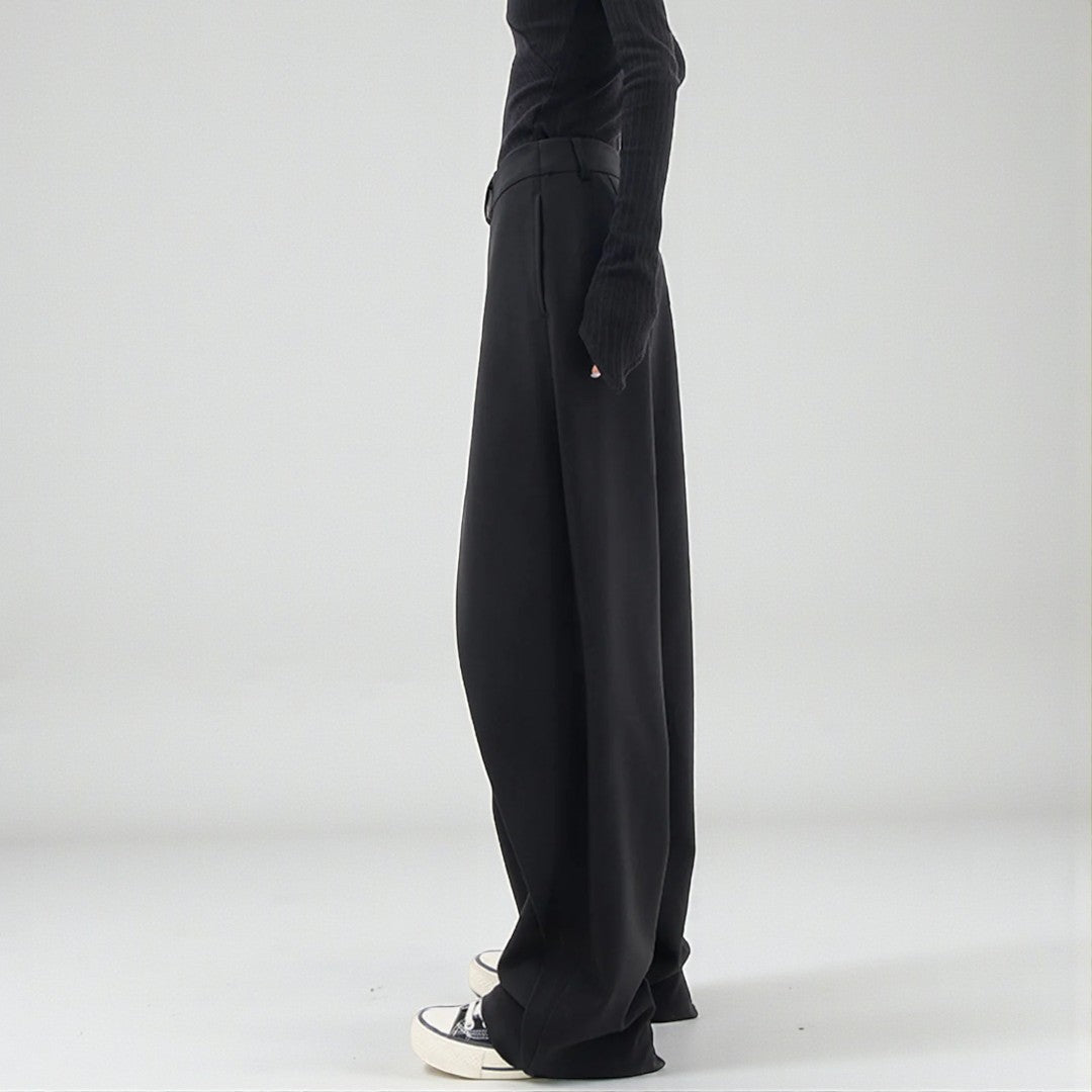 Damskie asymetryczne spodnie o delikatnej linii - Szary