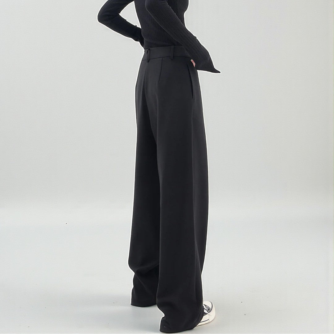 Damskie asymetryczne spodnie o delikatnej linii - Szary