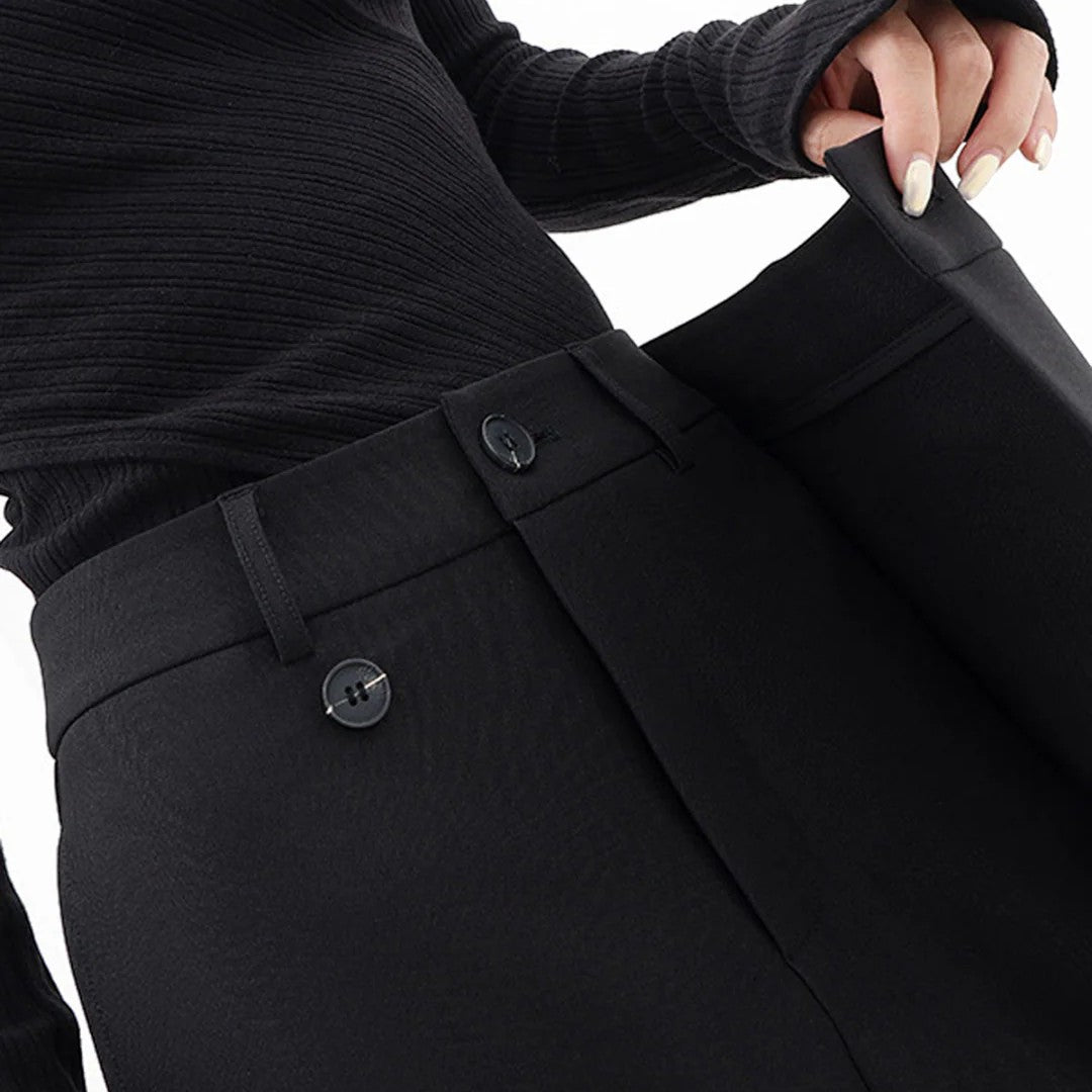 Damskie asymetryczne spodnie o delikatnej linii - Szary