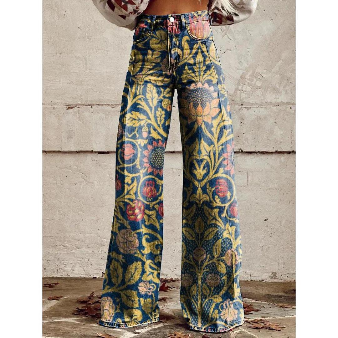 Damskie baggy jeans z szwem w pasie