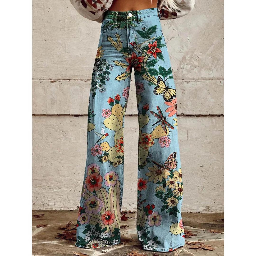 Damskie baggy jeans z szwem w pasie
