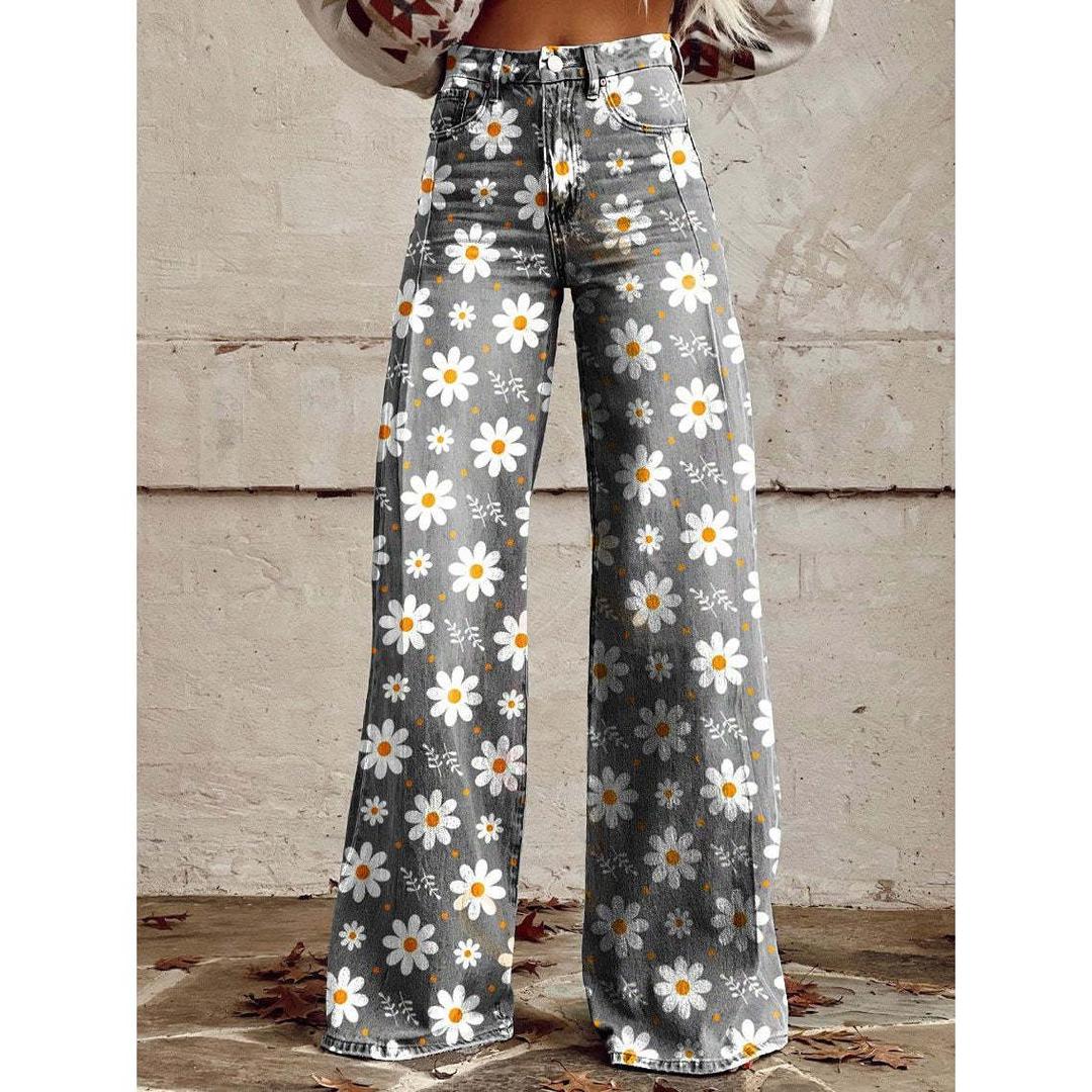 Damskie baggy jeans z szwem w pasie