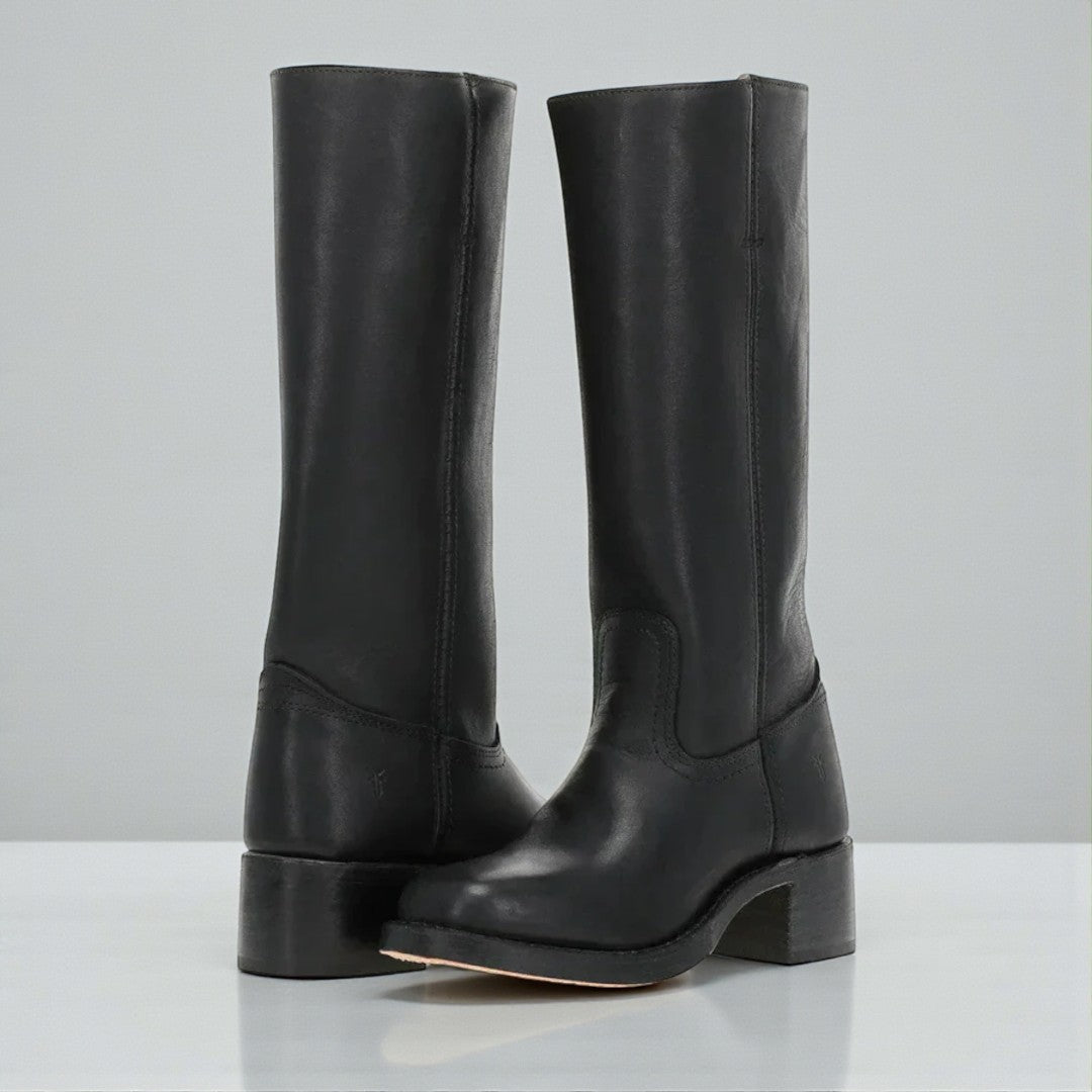 Damskie kozaki z wysoką cholewką - Czarny