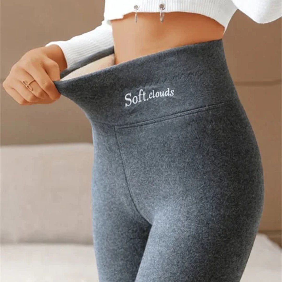 Damskie legginsy zimowe z wewnętrzną warstwą - Szary