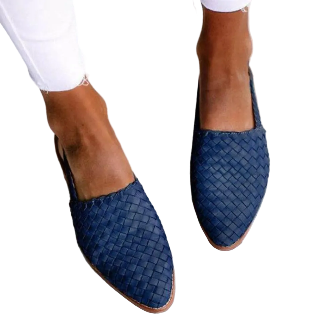 Damskie płaskie buty typu mule ze szpiczastym noskiem