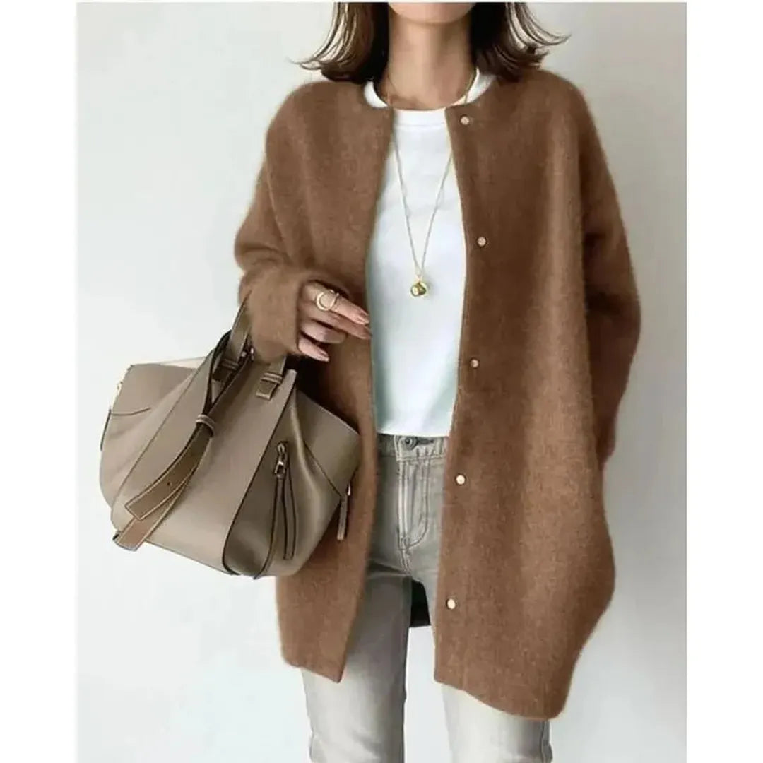 Kardigan o ponadczasowym kroju - Brązowy