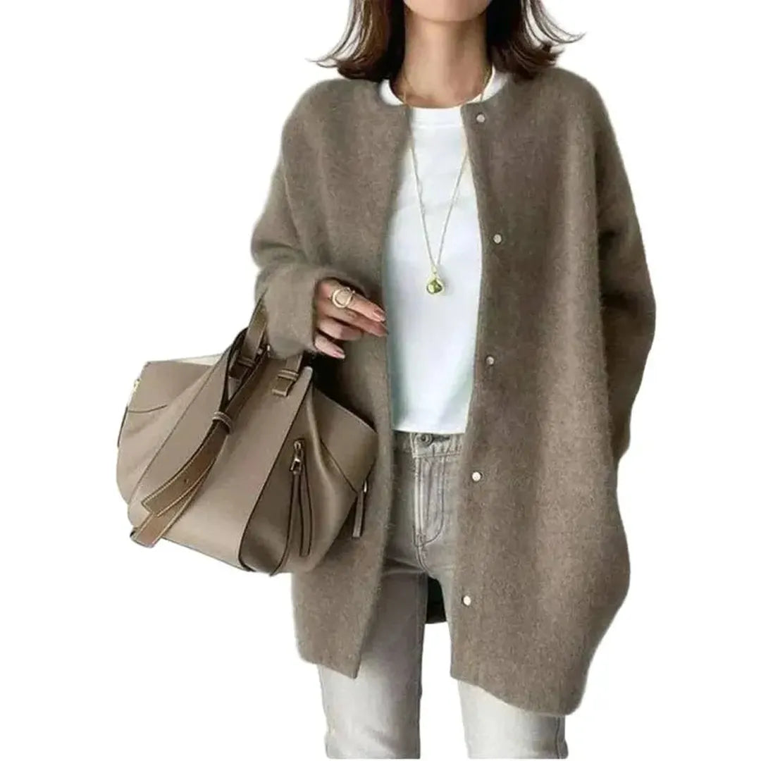 Kardigan o ponadczasowym kroju - Mokka