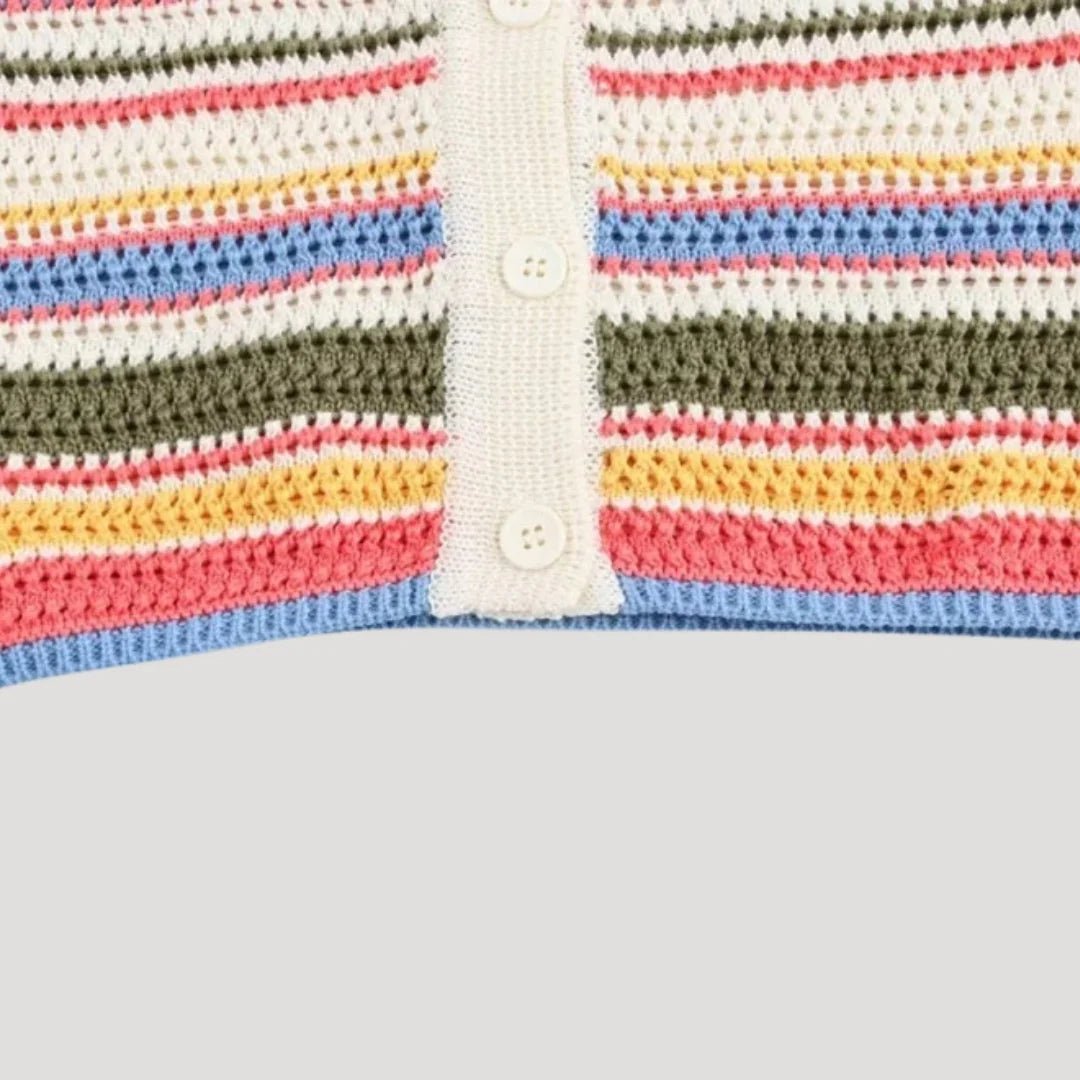 Kardigan Z Ażurowej Dzianiny W Paski