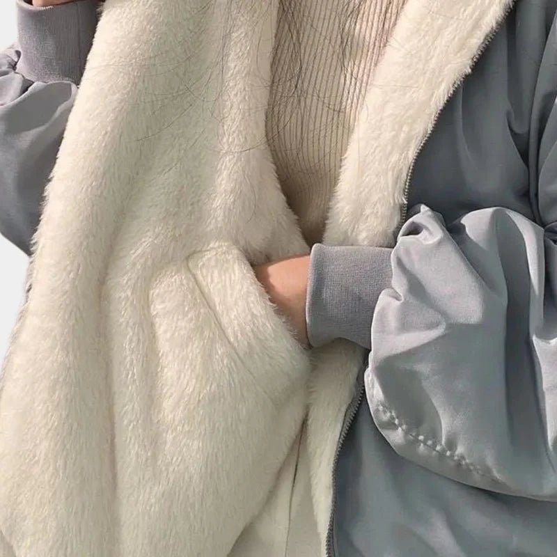 Stylowa Kurtka Zimowa Damska z Kapturem - Beżowy