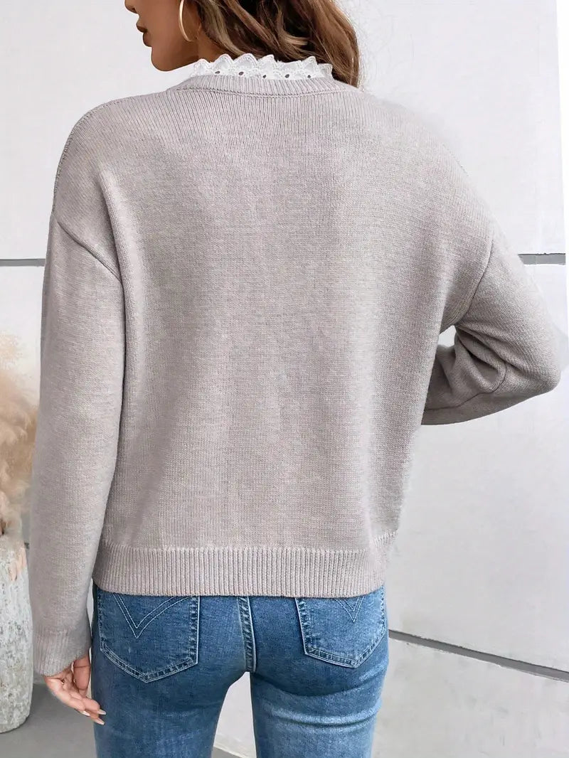 Sweter Damski Elegancki - Dekolt V