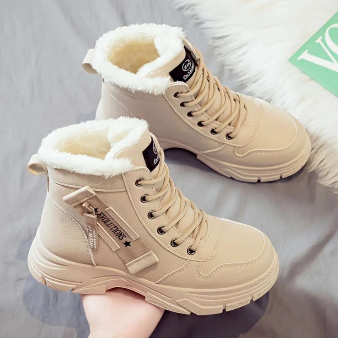 Damskie buty zimowe sznurowane z grubą podeszwą