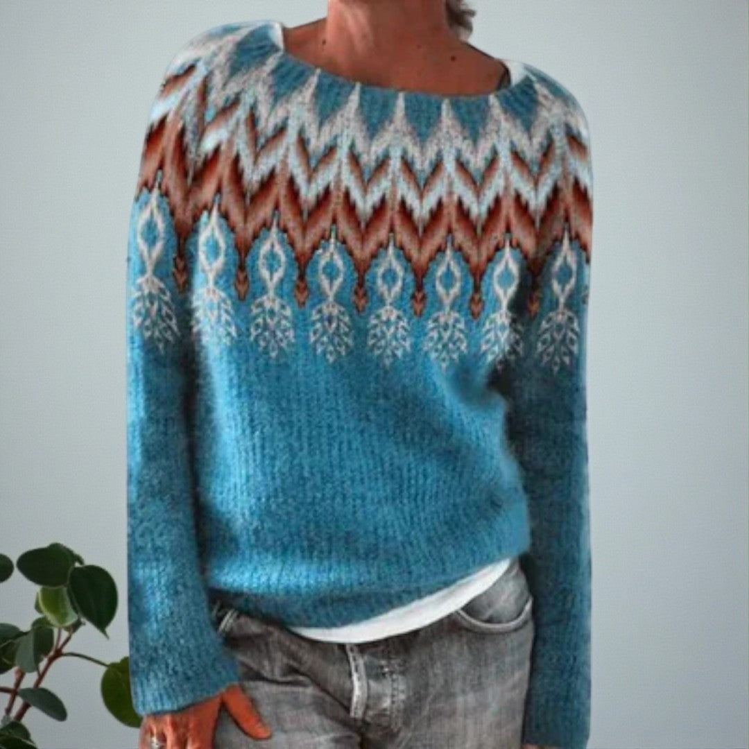 Sweter zimowy z klasycznym okrągłym dekoltem