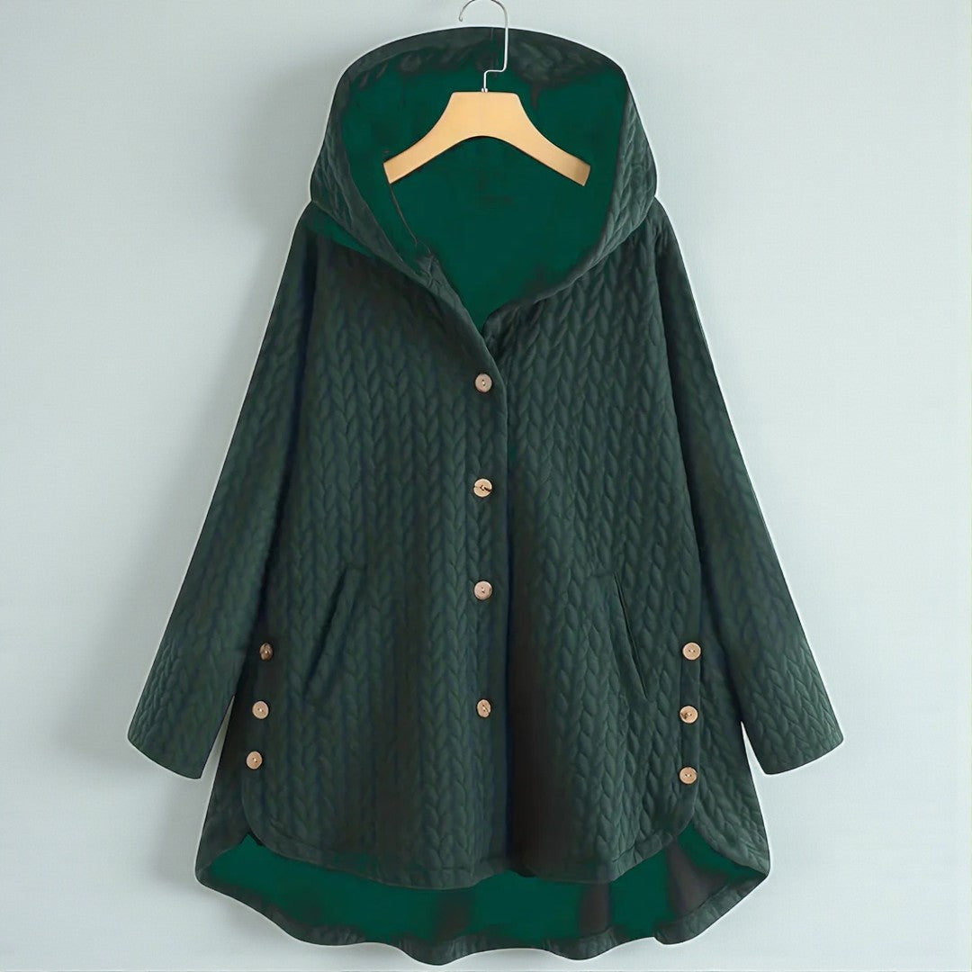 Damski płaszcz zimowy z pełnym zapięciem na guziki