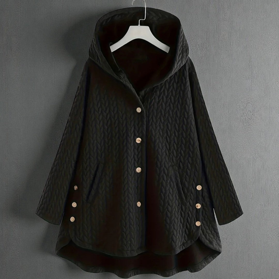 Damski płaszcz zimowy z pełnym zapięciem na guziki