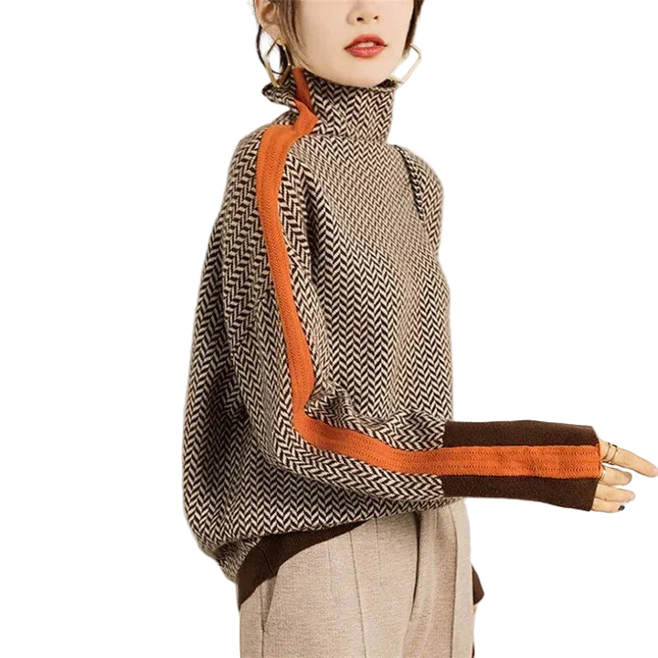 Sweter dla kobiet z podwyższonym kołnierzem