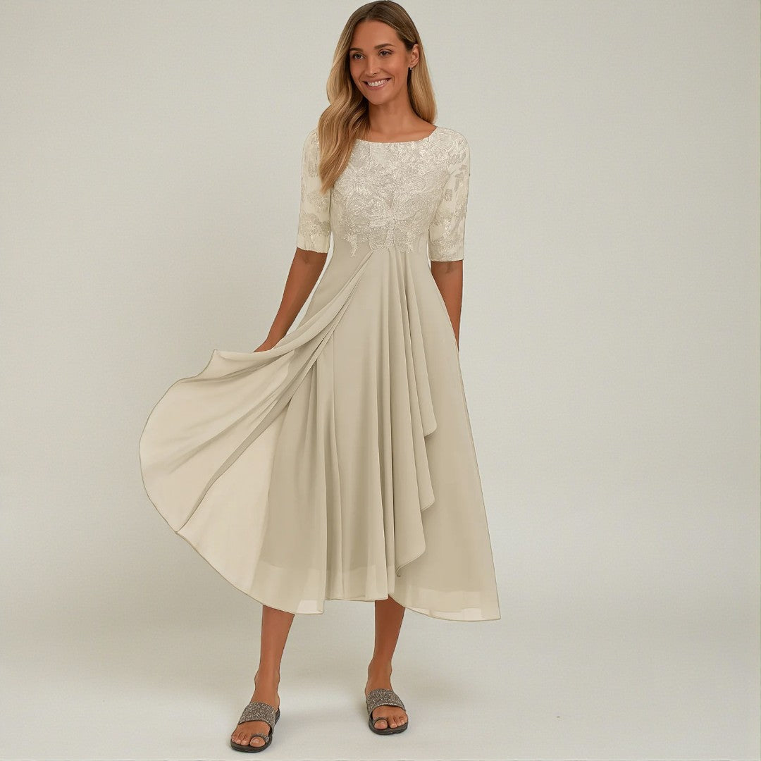 Damska sukienka midi z subtelnymi warstwami