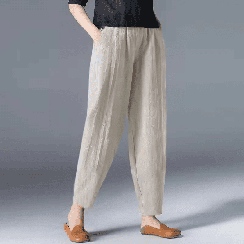 Damskie Lekkie Letnie Spodnie | Elastyczny Pas
