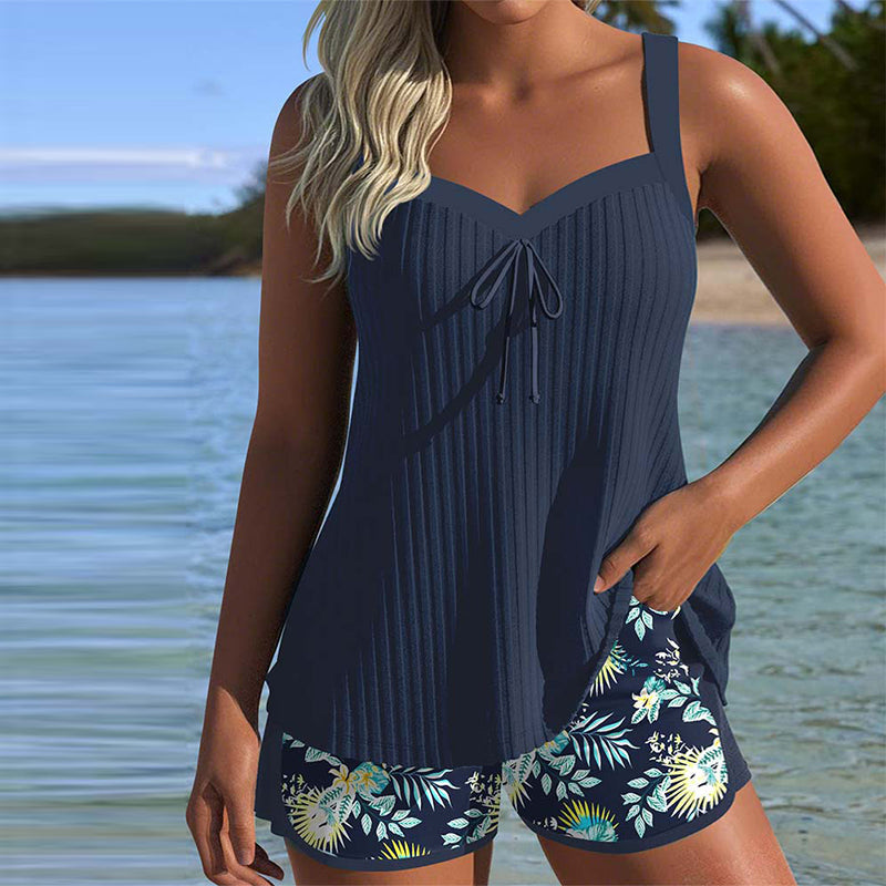 Dwuczęściowe Tankini Damskie ze Spodenkami - Strój Kąpielowy