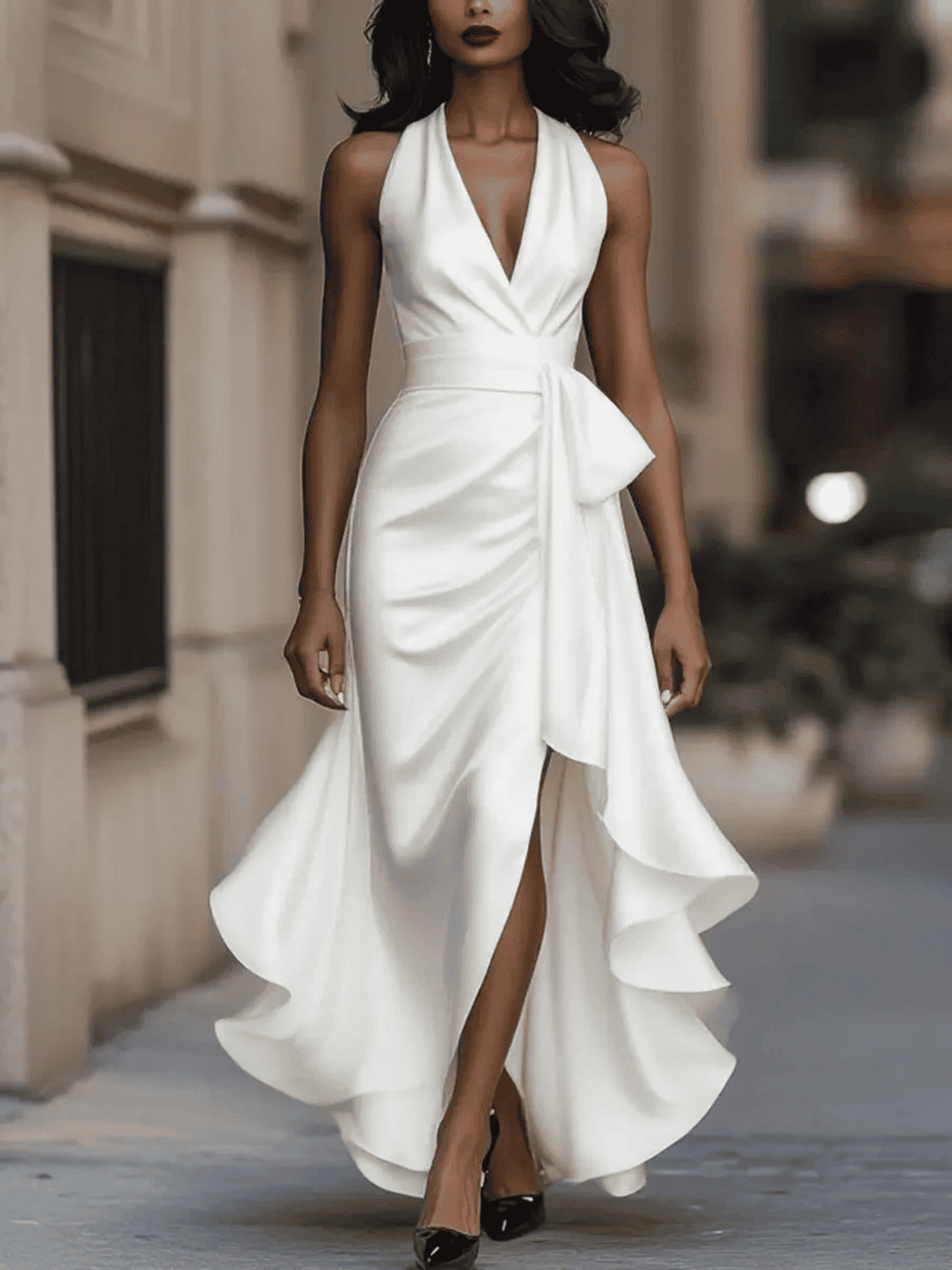 Elegancka Sukienka na Wesele - Asymetryczny Dół i Wiązanie