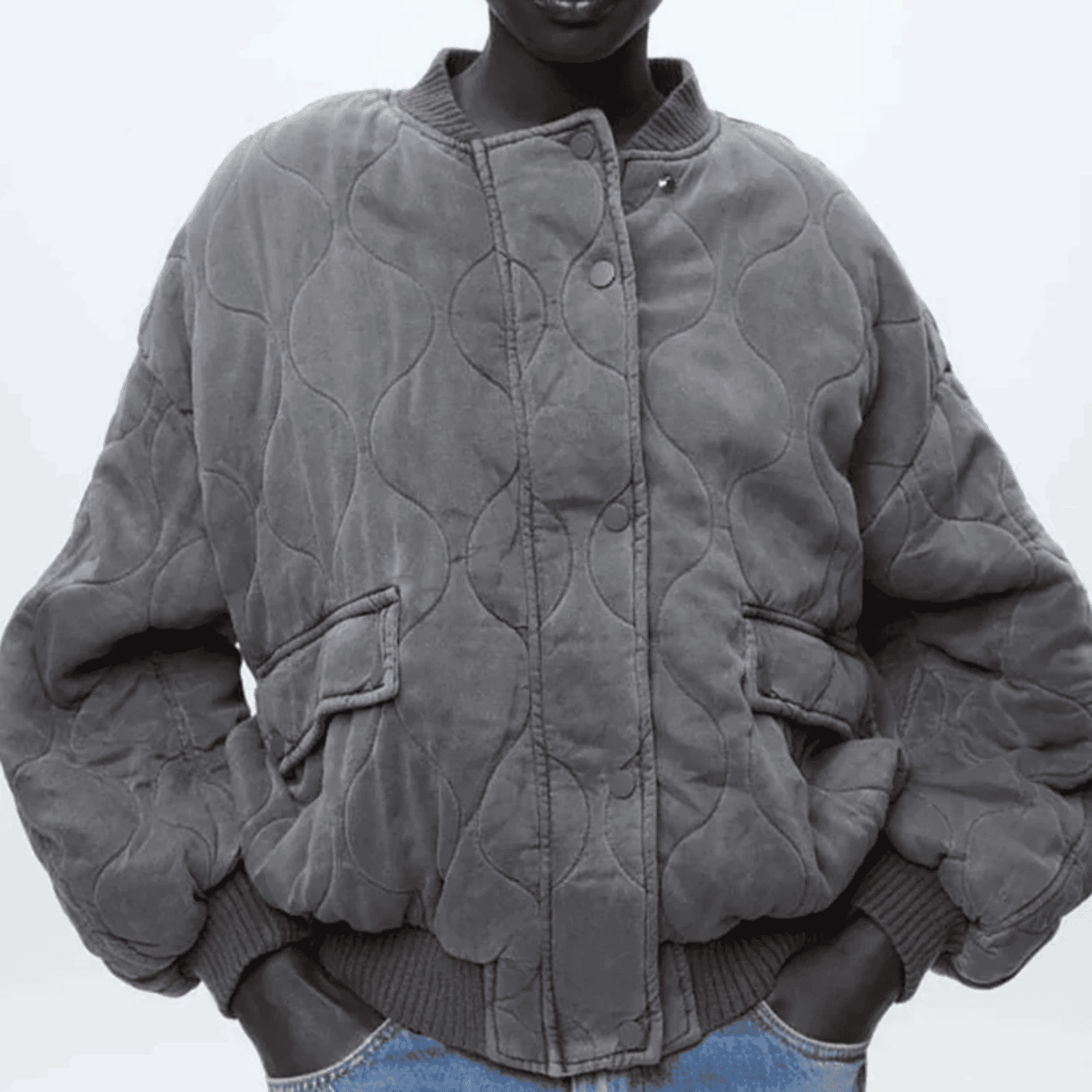 Kurtka Jesienna Damska - Pikowany Fason Bomber z Napami