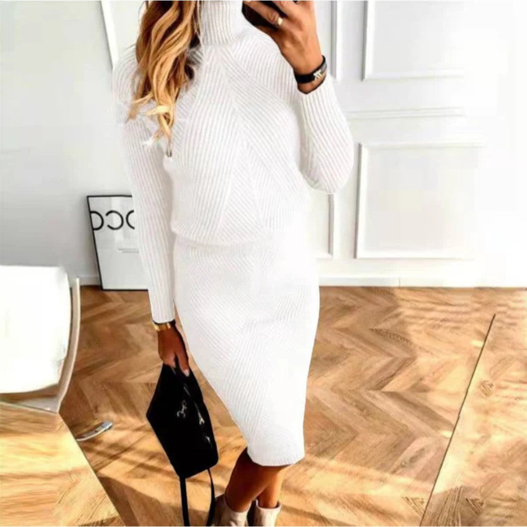 Dwuczęściowa sukienka damska z wzorem dzianinowym