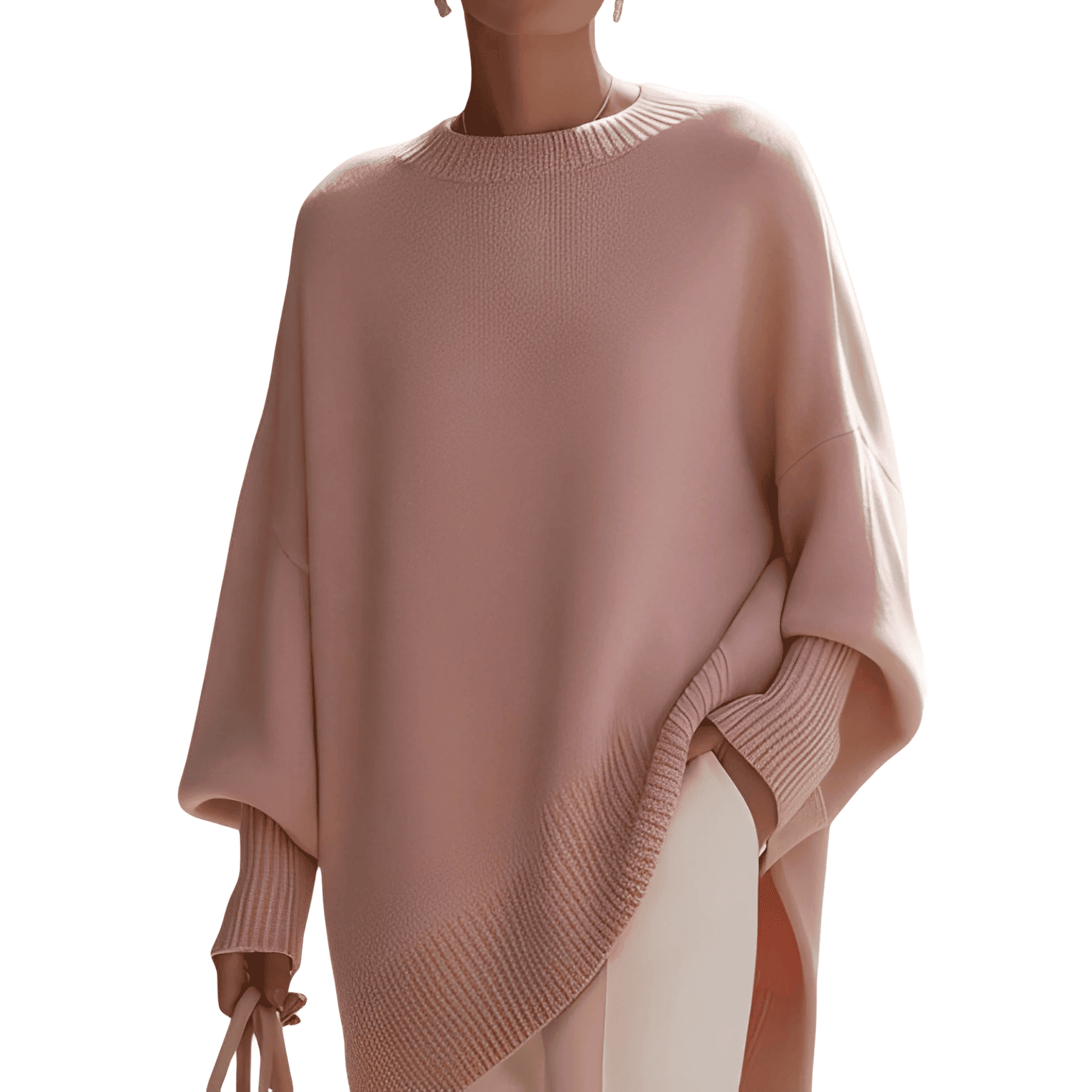 Sweter Damski - Fason Poncho z Asymetrycznym Dołem