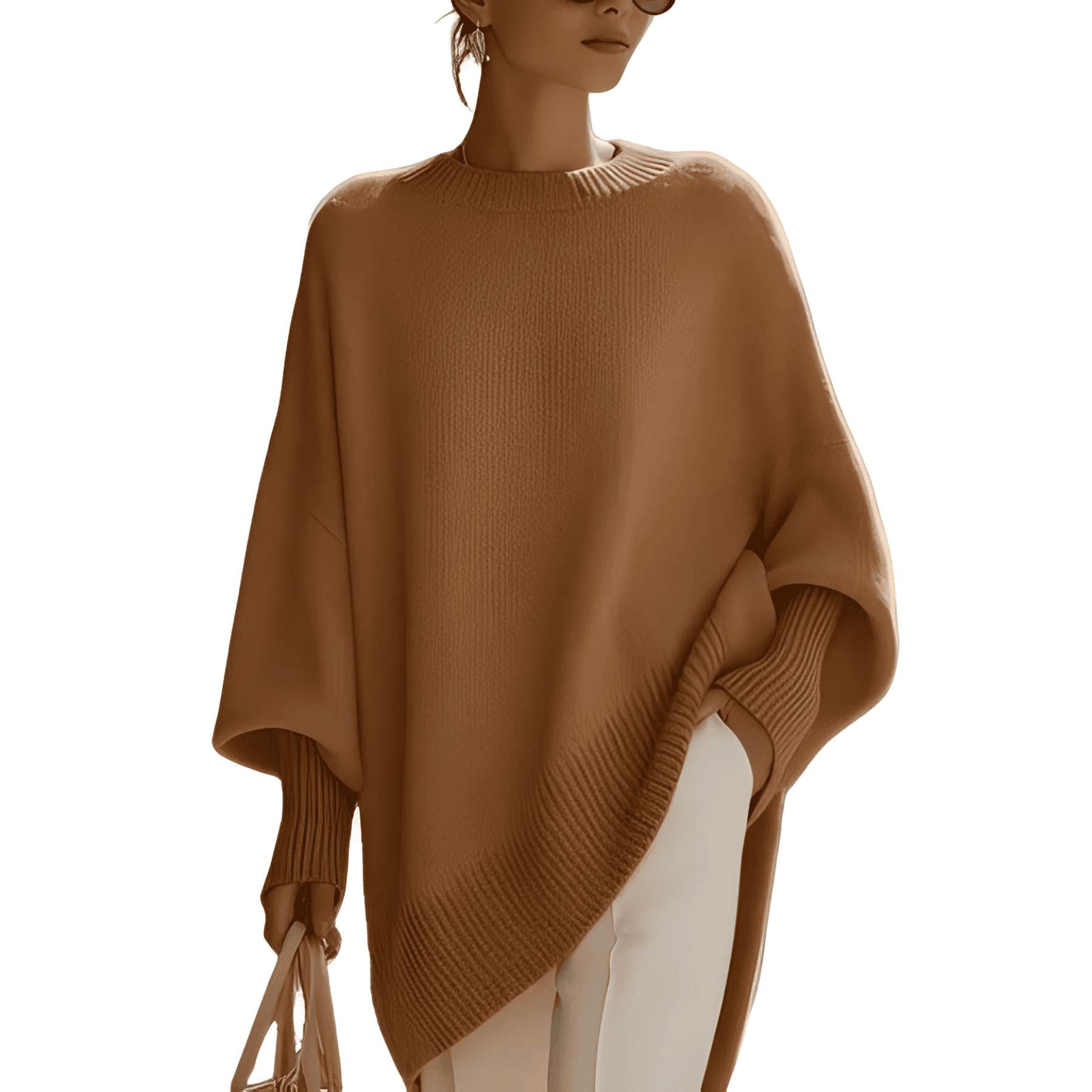 Sweter Damski - Fason Poncho z Asymetrycznym Dołem