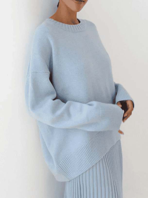 Sweter Damski - Luźny Fason z Okrągłym Dekoltem