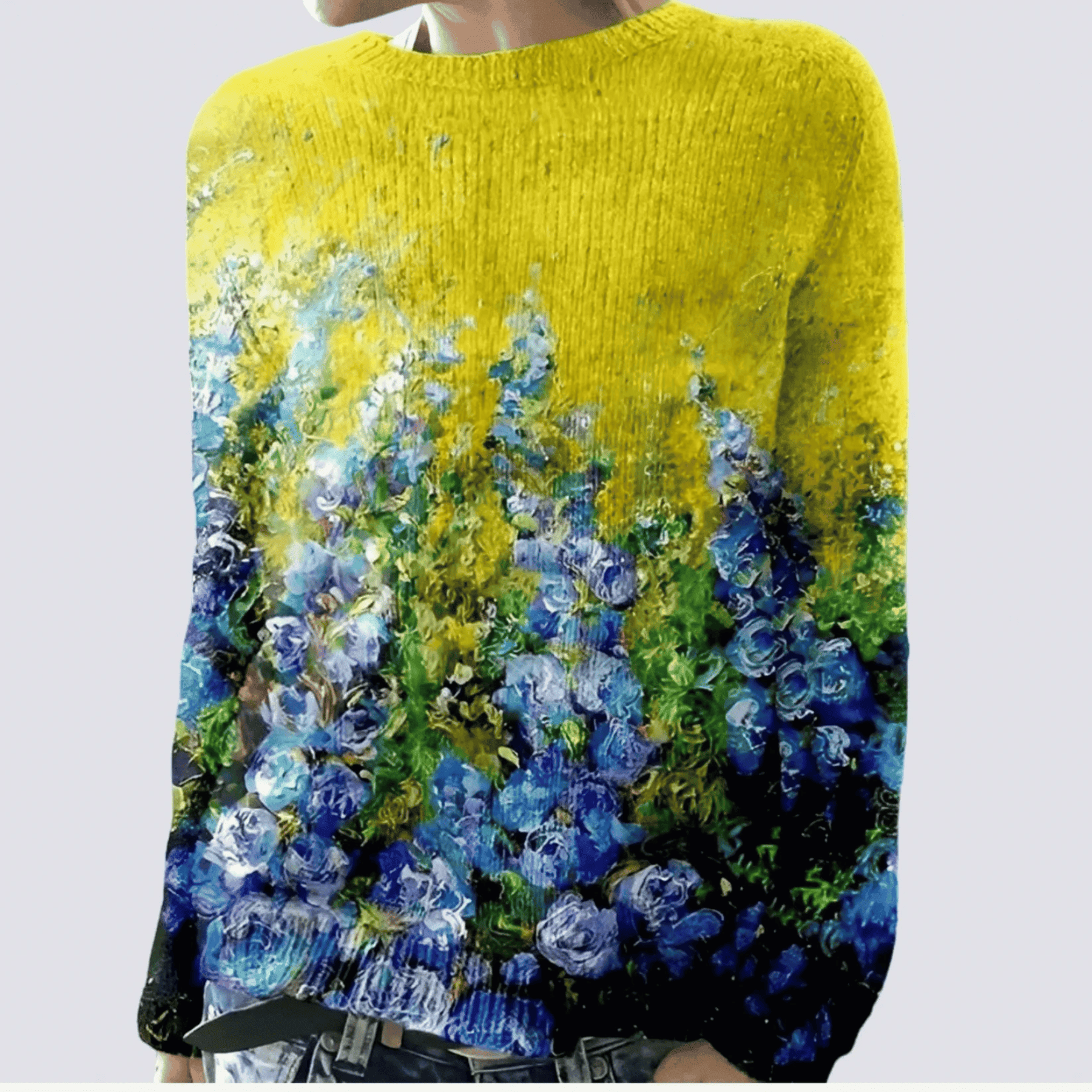 Sweter Damski - Okrągły Dekolt i Długie Rękawy
