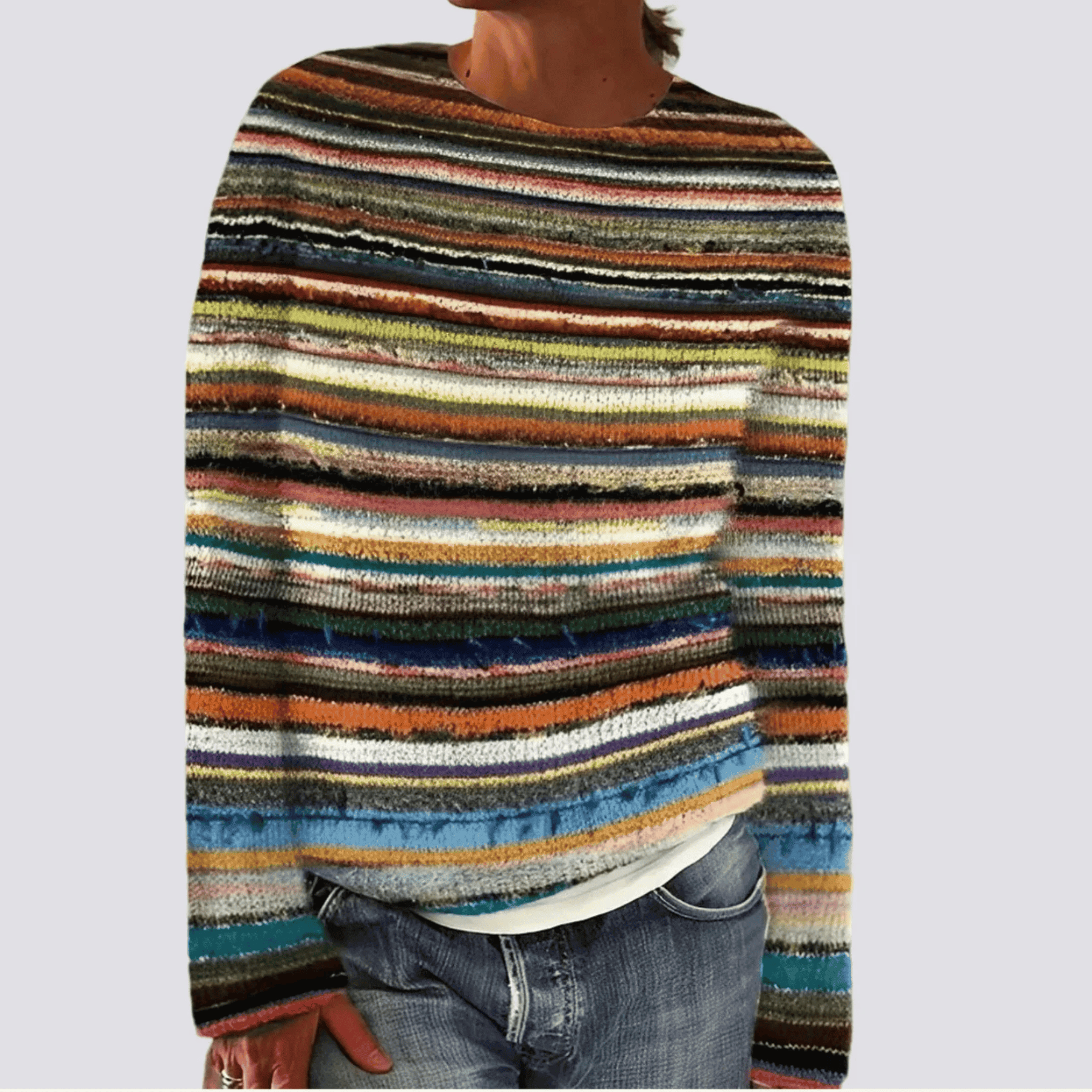 Sweter Damski - Okrągły Dekolt i Długie Rękawy