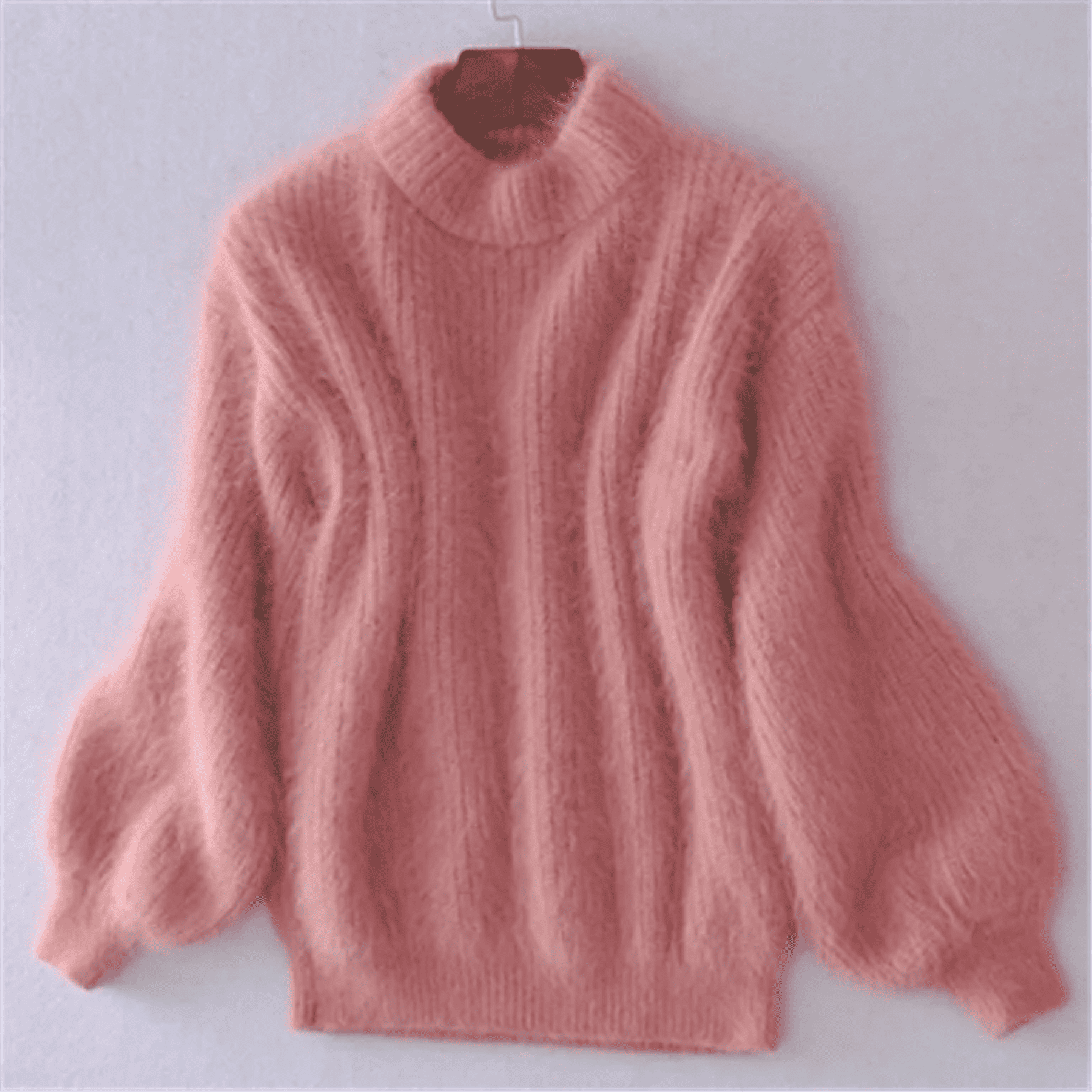 Sweter Damski z Bufiastymi Rękawami - Półgolf